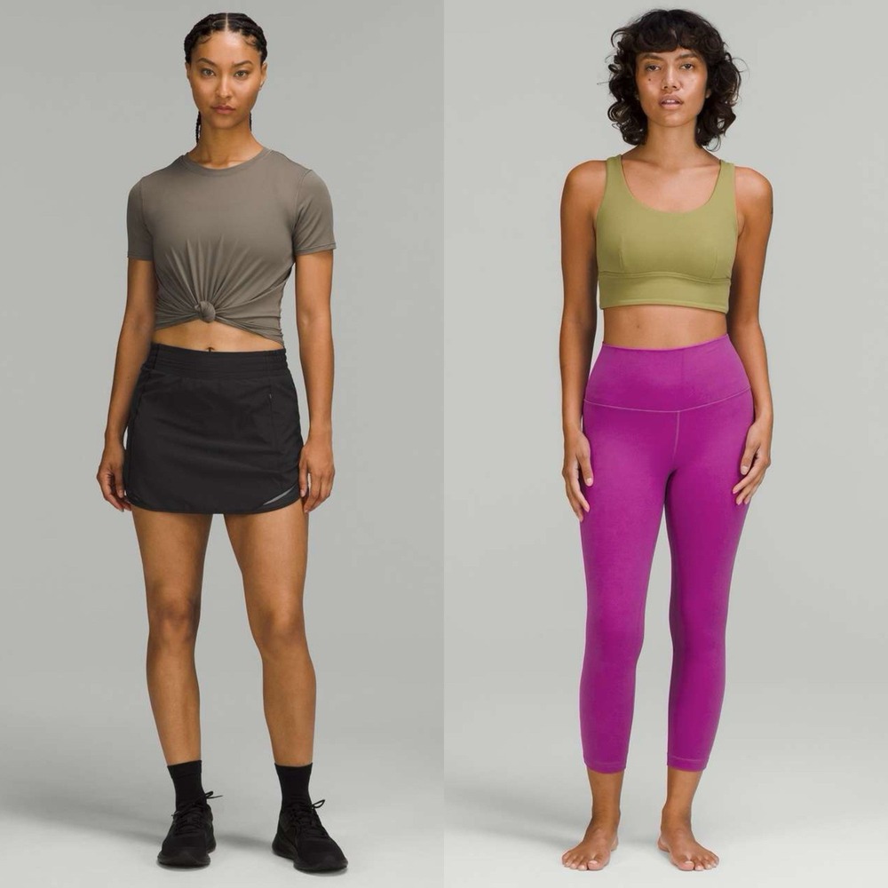 2PC- Lululemon Hotty Hot High-Rise Skirt Black +Align High-Rise Crop Legging 24"